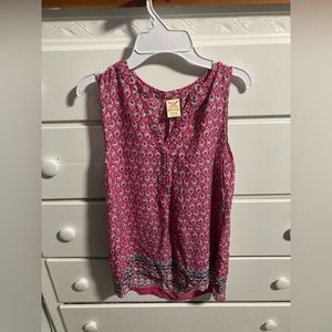 Faded Glory Womens Shirt Large Sleeveless Button Up Fucsia Tank Top Size Small
